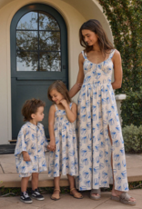Saltwater Luxe Kids Valorie Midi Dress in Ocean Stripe
