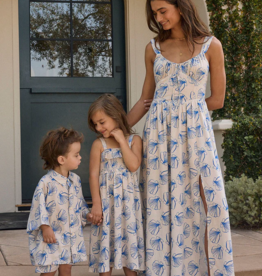 Saltwater Luxe Kids Valorie Midi Dress in Ocean Stripe