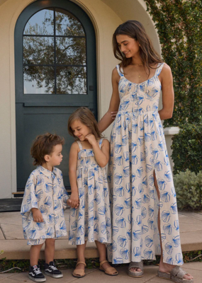Saltwater Luxe Kids Valorie Midi Dress in Ocean Stripe
