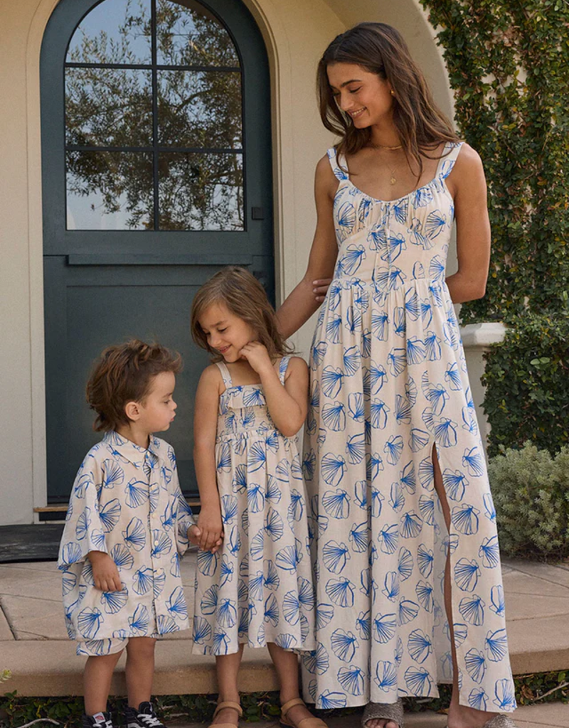 Saltwater Luxe Kids Valorie Midi Dress in Ocean Stripe