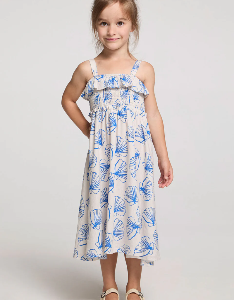 Saltwater Luxe Kids Valorie Midi Dress in Ocean Stripe
