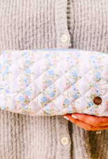 The Darling Effect Essentials Quilted Cosmetic Pouch - Petal Parade Blue