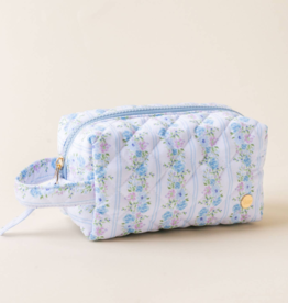 The Darling Effect Essentials Quilted Cosmetic Pouch - Petal Parade Blue