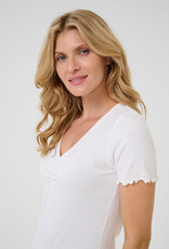 Cream Ribba V-Neck T-Shirt