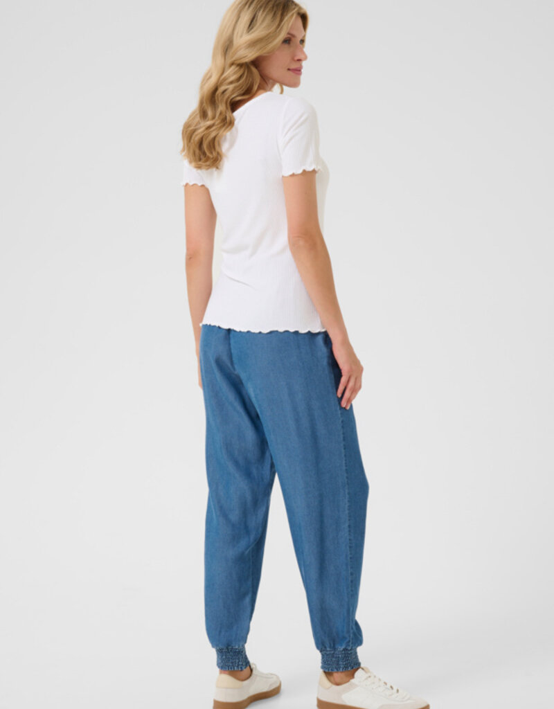 Cream Ribba V-Neck T-Shirt