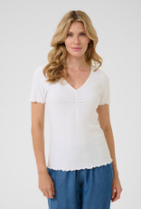 Cream Ribba V-Neck T-Shirt
