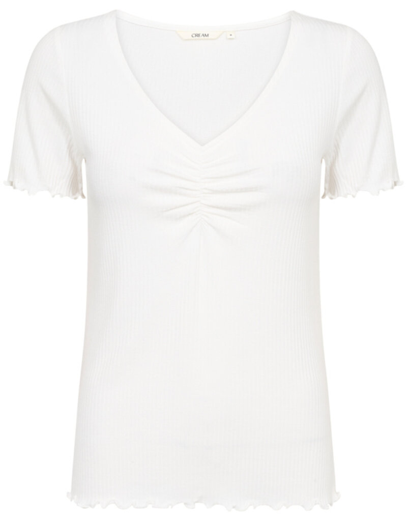 Cream Ribba V-Neck T-Shirt