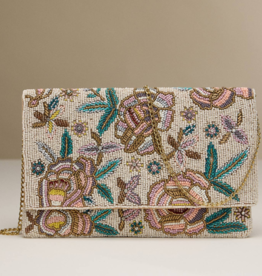 Lilla Haven Beaded Floral Clutch with Chain Strap