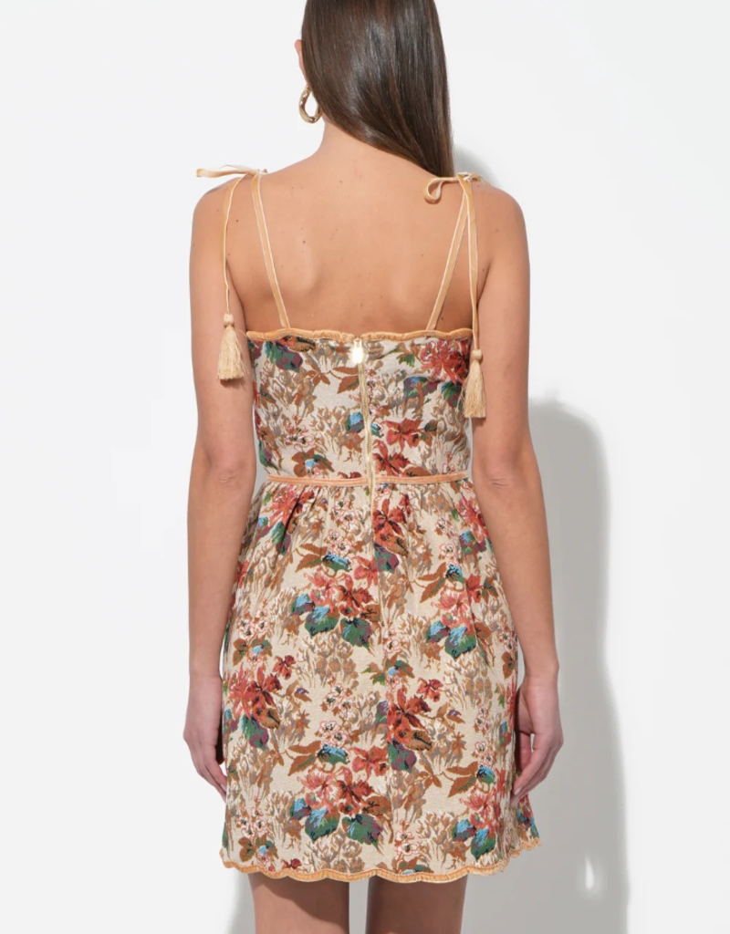 Adelyn Rae Cindy Tapestry Mini Scalloped Dress