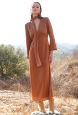 Adelyn Rae Judith Balloon Sleeve Maxi Dress W/ Scarf