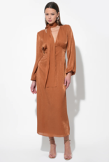 Adelyn Rae Judith Balloon Sleeve Maxi Dress W/ Scarf