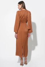 Adelyn Rae Judith Balloon Sleeve Maxi Dress W/ Scarf