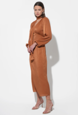 Adelyn Rae Judith Balloon Sleeve Maxi Dress W/ Scarf