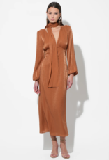 Adelyn Rae Judith Balloon Sleeve Maxi Dress W/ Scarf