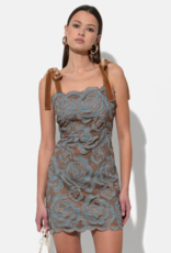 Adelyn Rae Donna Velvet Tie Strap 3D Lace Mini Dress