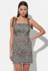 Adelyn Rae Donna Velvet Tie Strap 3D Lace Mini Dress