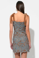 Adelyn Rae Donna Velvet Tie Strap 3D Lace Mini Dress