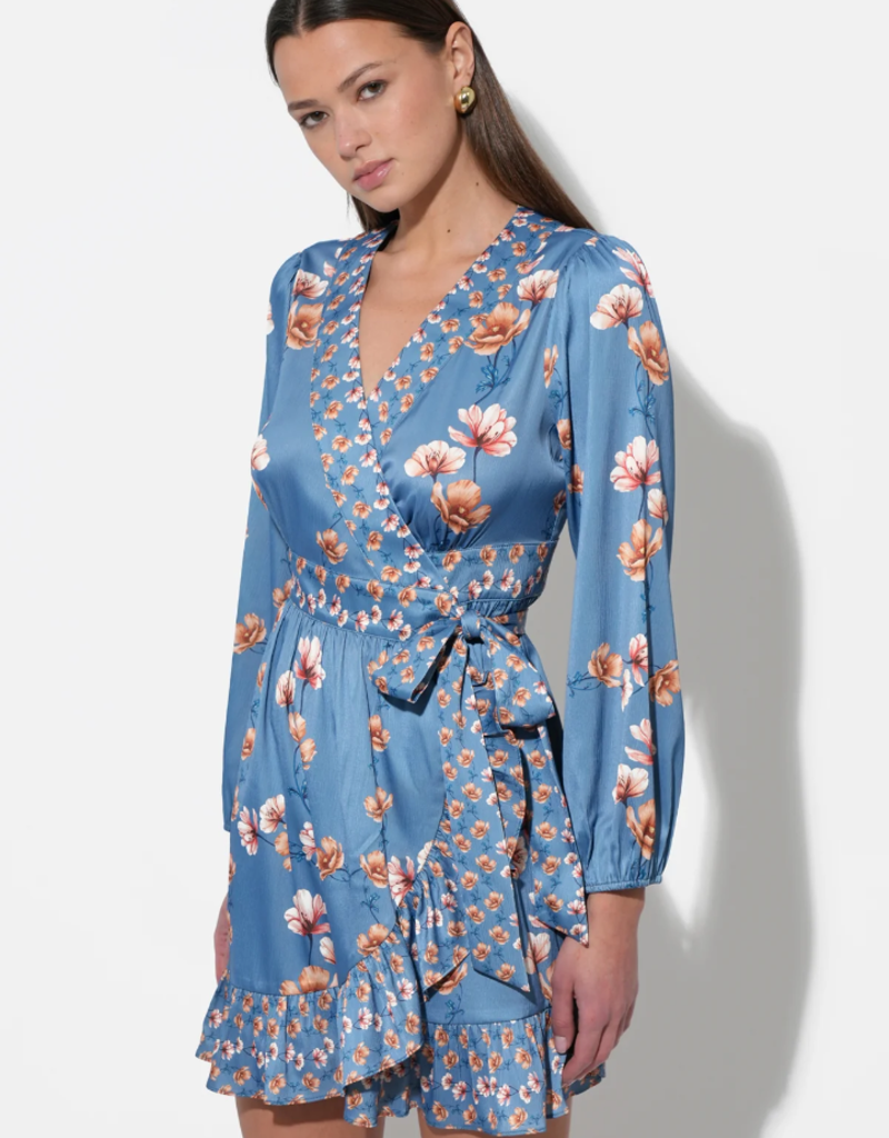 Adelyn Rae Jody Ruffled Wrap Mini Dress