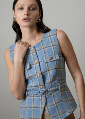 Greylin Sloane Belted Plaid Vest