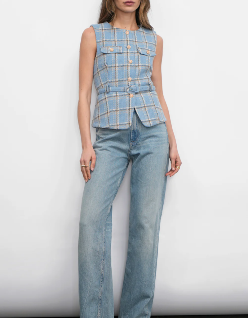 Greylin Sloane Belted Plaid Vest