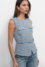 Greylin Sloane Belted Plaid Vest