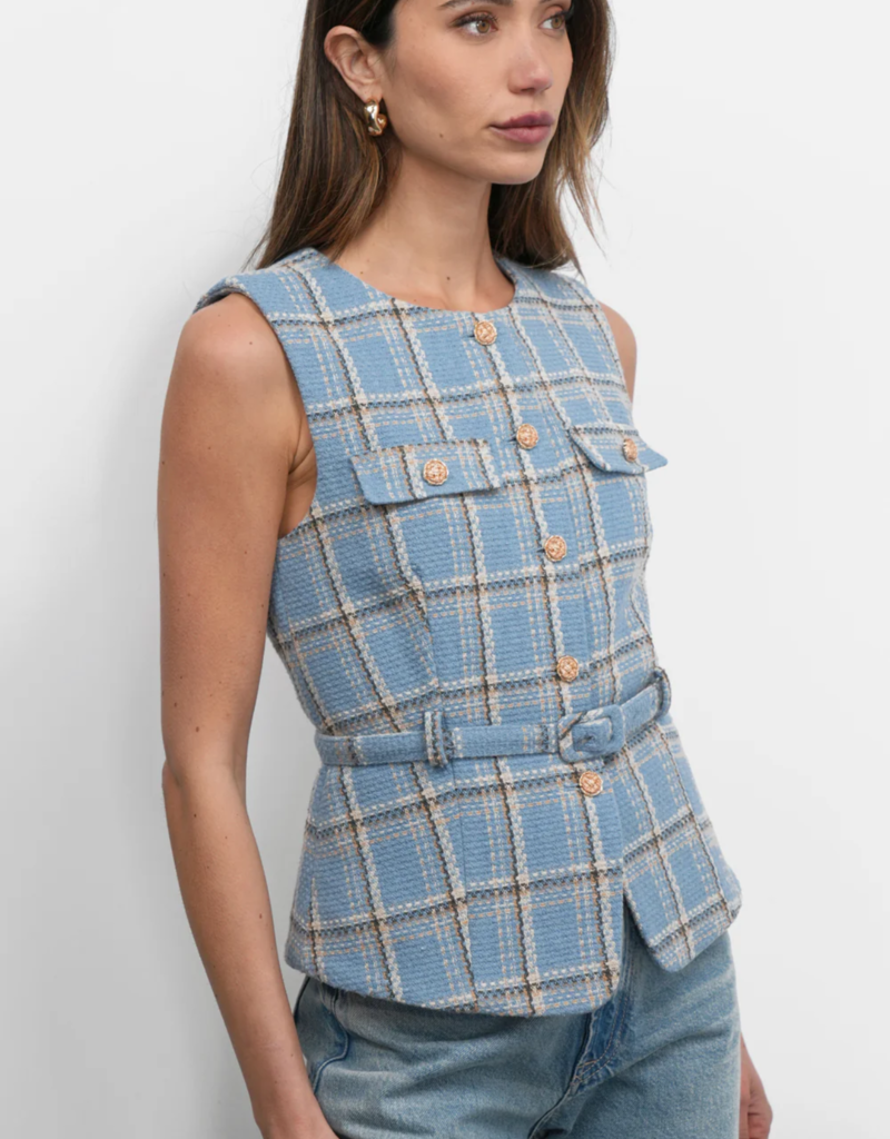 Greylin Sloane Belted Plaid Vest