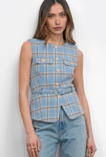 Greylin Sloane Belted Plaid Vest