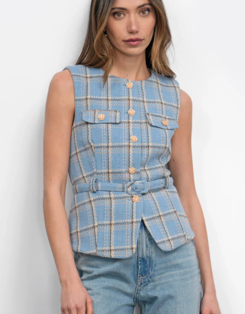 Greylin Sloane Belted Plaid Vest