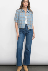 Greylin Joanne Short Sleeve Tweed Plaid Jacket