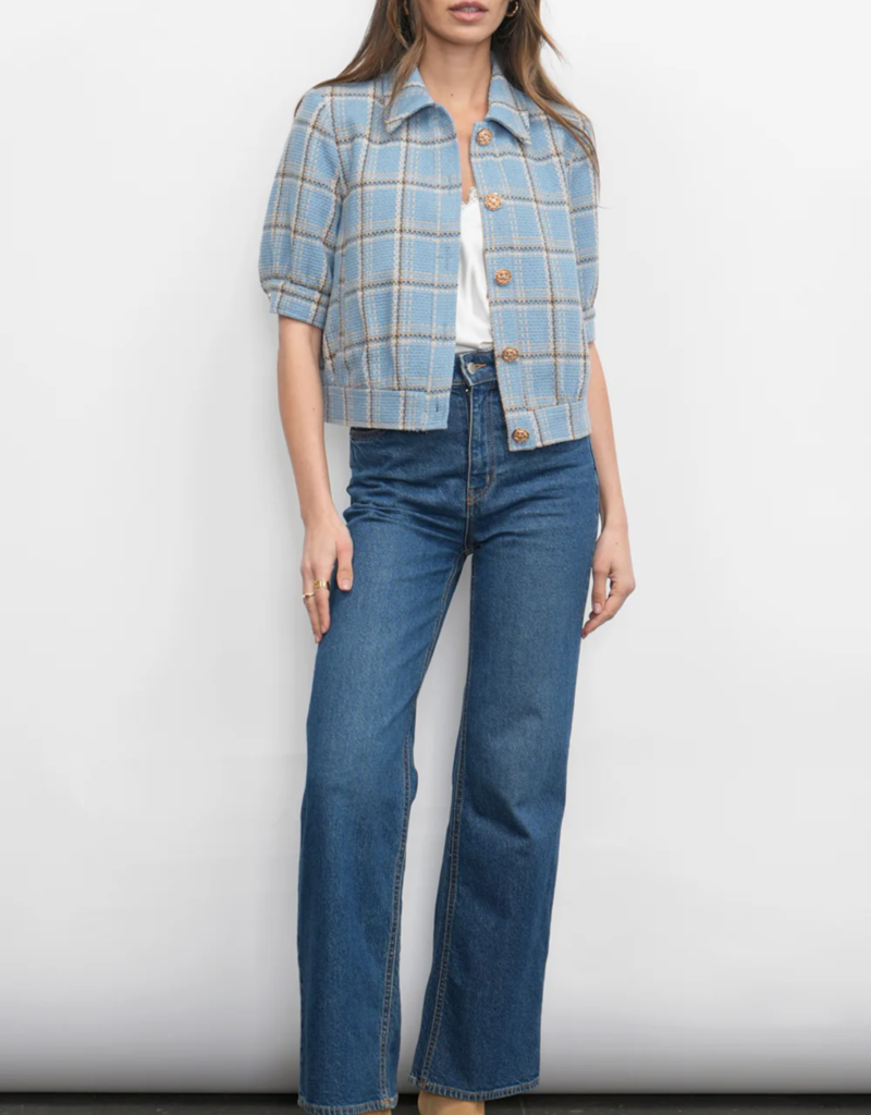 Greylin Joanne Short Sleeve Tweed Plaid Jacket
