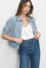 Greylin Joanne Short Sleeve Tweed Plaid Jacket
