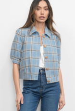 Greylin Joanne Short Sleeve Tweed Plaid Jacket