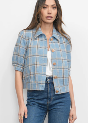 Greylin Joanne Short Sleeve Tweed Plaid Jacket *Only XS Left*