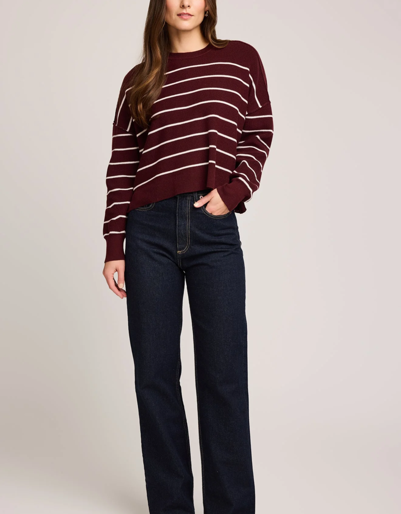 Gentle Fawn Echo Pullover Sweater in Merlot Stripe