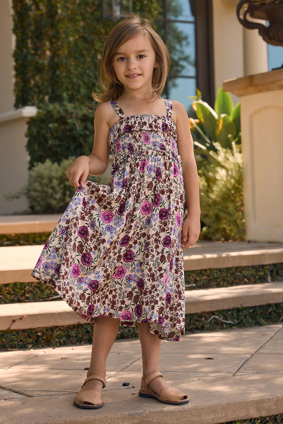 Kids Valorie Midi Dress In Multi Floral - Adorn Boutique