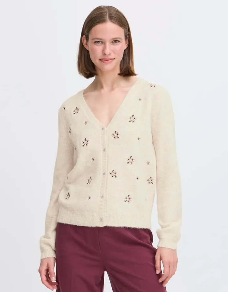 B.Young Omea Embroidered Cardigan In Birch