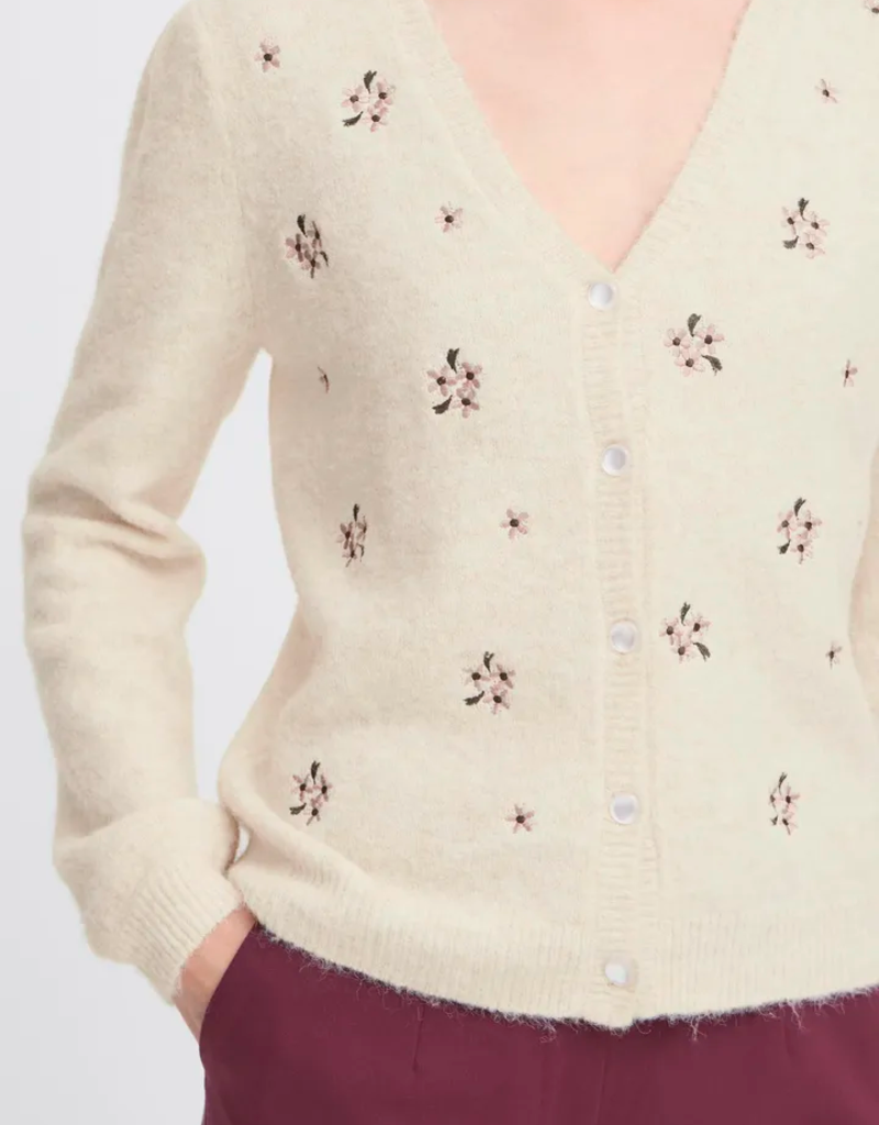 B.Young Omea Embroidered Cardigan In Birch