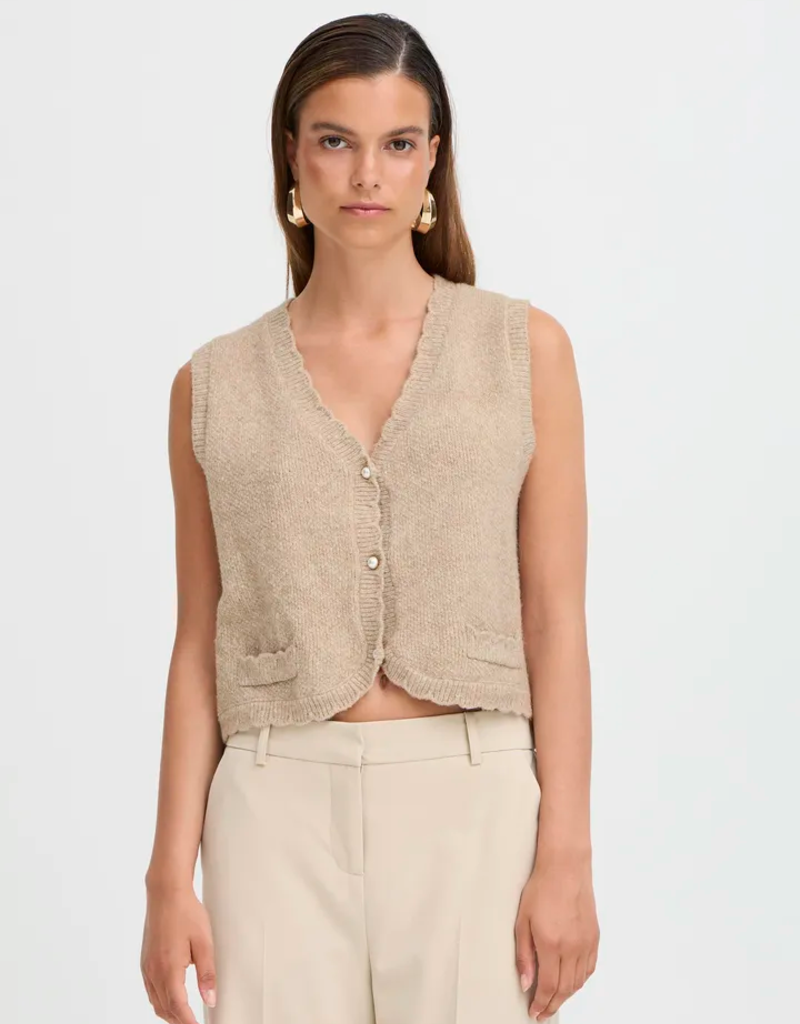 B.Young Nadika Knit Vest in Oat Melange
