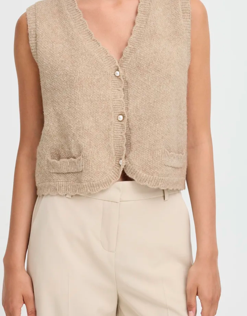 B.Young Nadika Knit Vest in Oat Melange