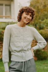 B.Young Miffa Cinched Waist Knit Cardigan in Grey Melange
