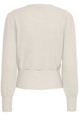 B.Young Miffa Cinched Waist Knit Cardigan in Grey Melange