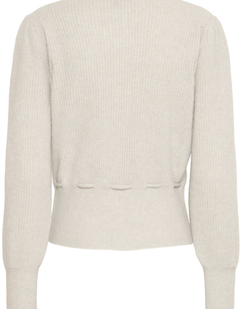 B.Young Miffa Cinched Waist Knit Cardigan in Grey Melange