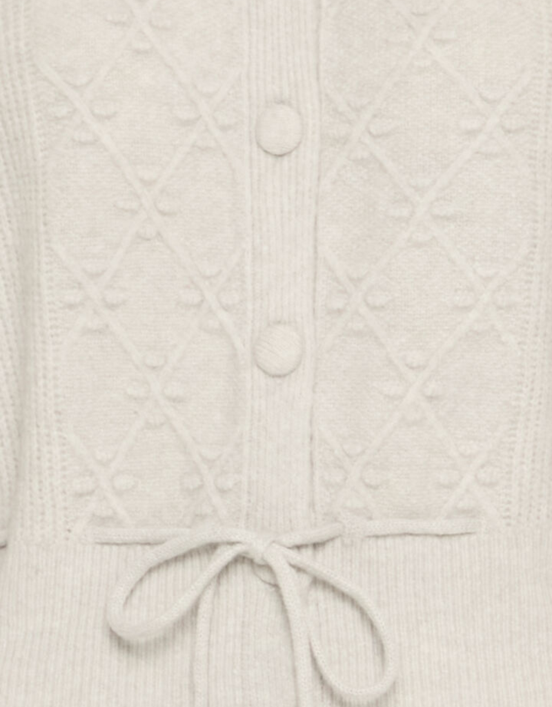 B.Young Miffa Cinched Waist Knit Cardigan in Grey Melange