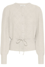 B.Young Miffa Cinched Waist Knit Cardigan in Grey Melange