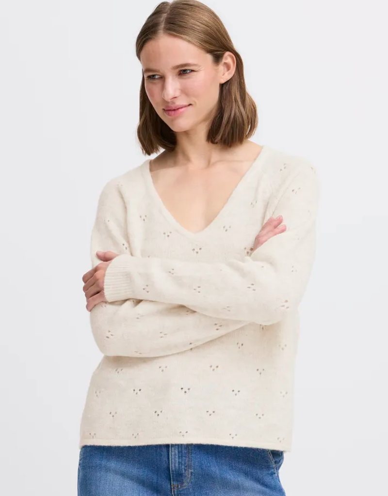 B.Young Monna V-Neck Jumper in Birch