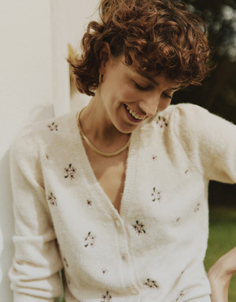 B.Young Omea Embroidered Cardigan In Birch