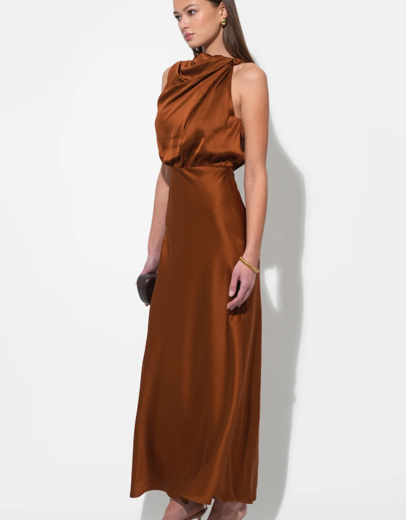 Adelyn Rae Kate Cowl Drape Asymmetrical Maxi Dress