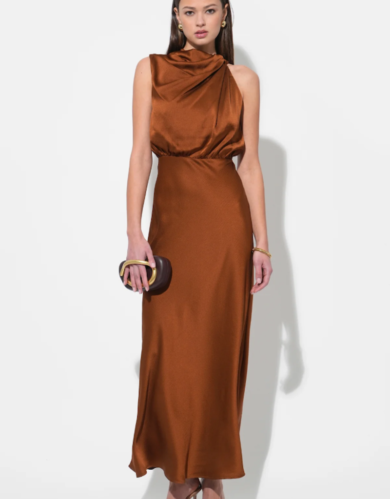 Adelyn Rae Kate Cowl Drape Asymmetrical Maxi Dress