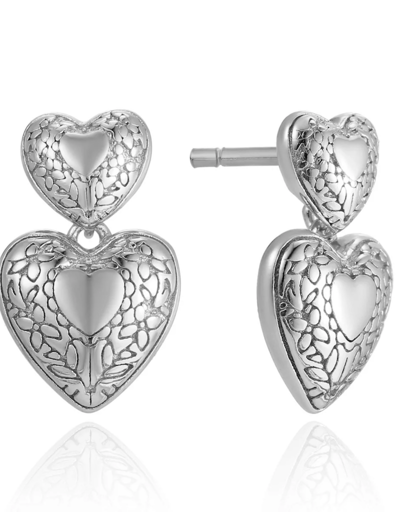 Haiku Lane Heart Song Stud with Classic Etching Detail