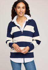Gentle Fawn Idris  1/4 Zip in Navy Stripe